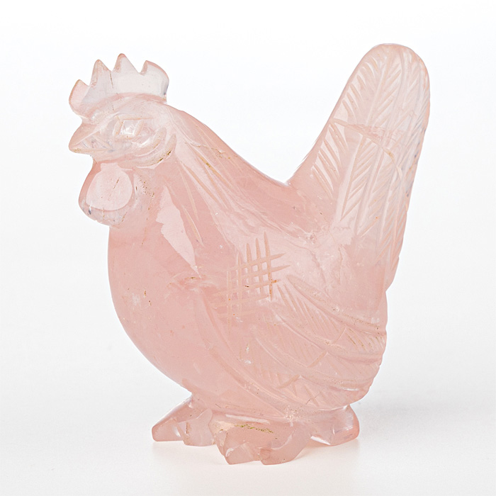 甲府彫刻 トリ （ローズクォーツ） No.42