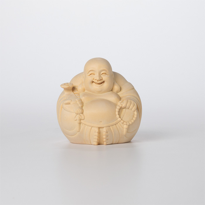 木彫 丸布袋 桧 9cm No.9