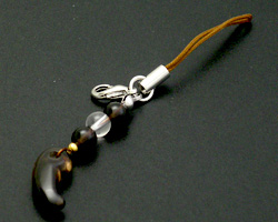 勾玉携帯ストラップ 茶水晶