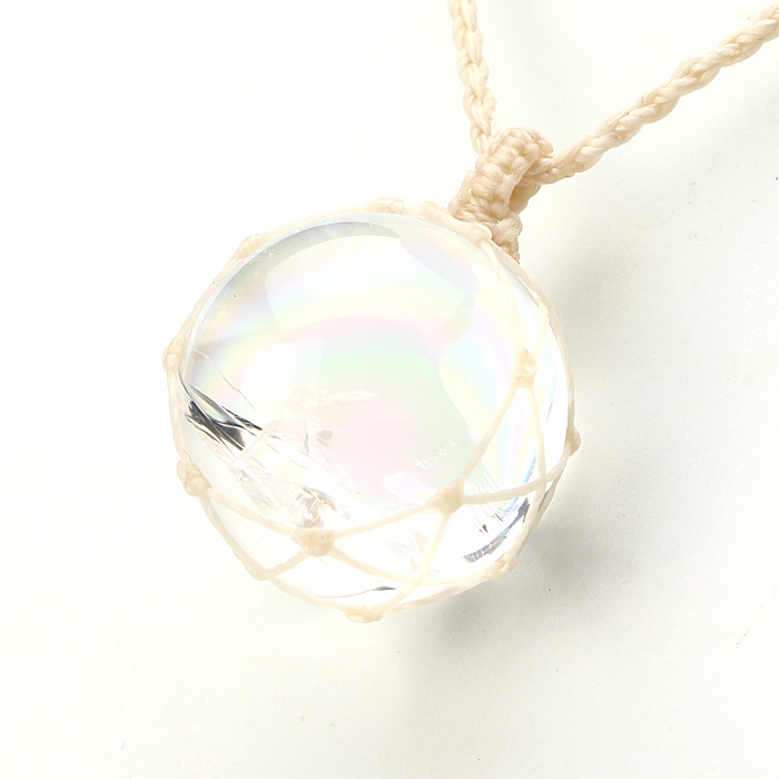 ネックレス レインボー水晶 マクラメ編み ベージュ （アソート） No.15
