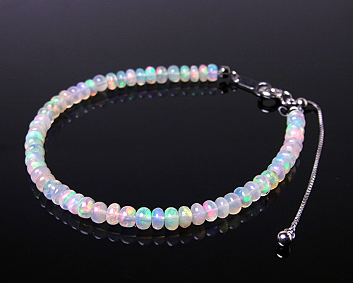 ブレスレット（アジャスター付き）No.5 エチオピアオパール（ボタン型