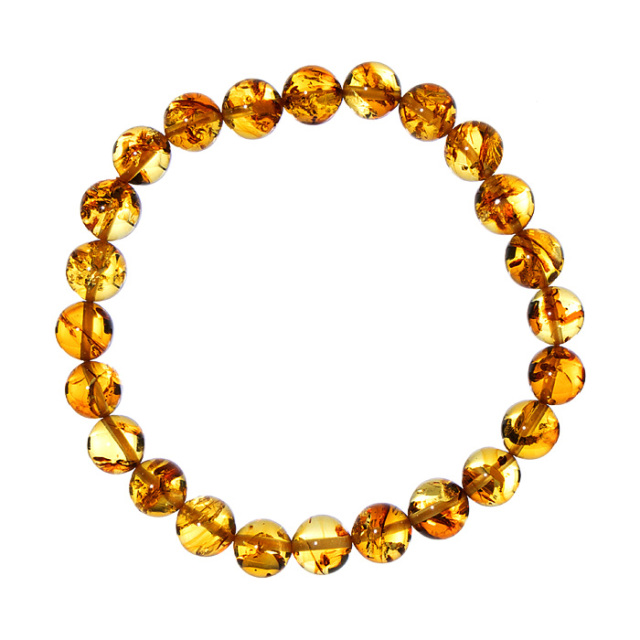 ブレスレット フラワーアンバー （花入り琥珀） AA （ポーランド産） 8mm 23玉 No.37