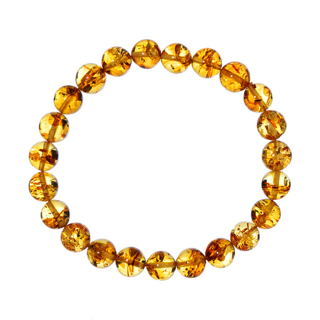ブレスレット フラワーアンバー （花入り琥珀） AA （ポーランド産） 8mm 24玉 No.38
