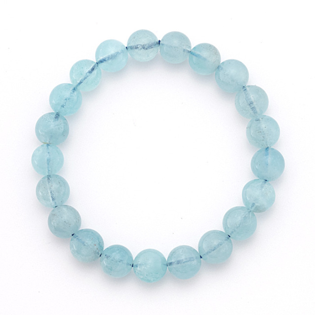 ディープアクアマリン　9mm ブレスレット ブレスレット アクアマリン （モザンビーク産） 9mm 21玉 （アソート