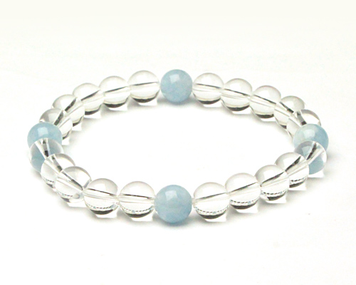 デザインブレスレット アクアマリン 8φ 4玉 水晶20玉 No.35 | 高級神棚