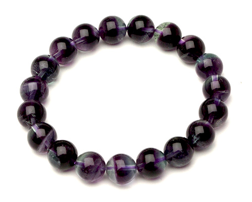 ブレスレット バイカラーフローライト（パープル） 10φ 19玉 No.16