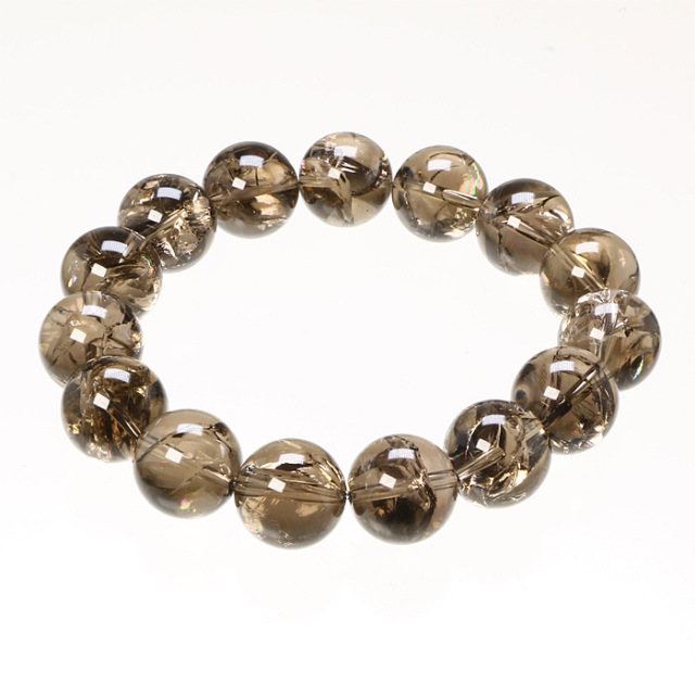 ブレスレット ナチュラル アイリス スモーキークォーツ 14φ 15玉 （アソート） No.20