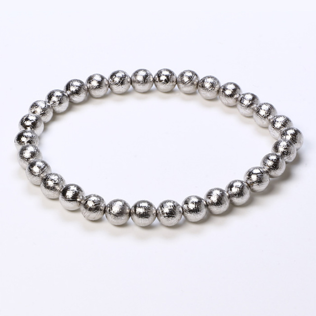 ギベオン隕石ブレスレット 6.3mm玉 金メッキ 鑑別書付き 30玉 ☆鑑別書付き