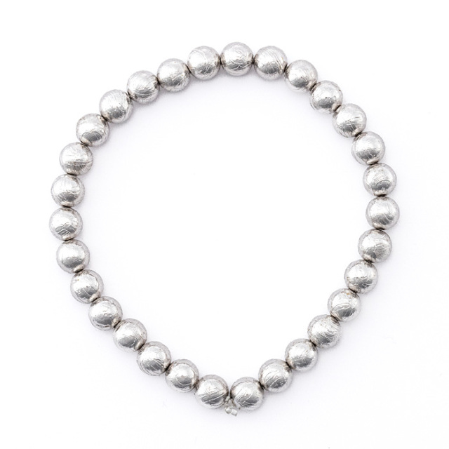 ギベオン隕石ブレスレット 6.3mm玉 金メッキ 鑑別書付き 30玉 ギベオン