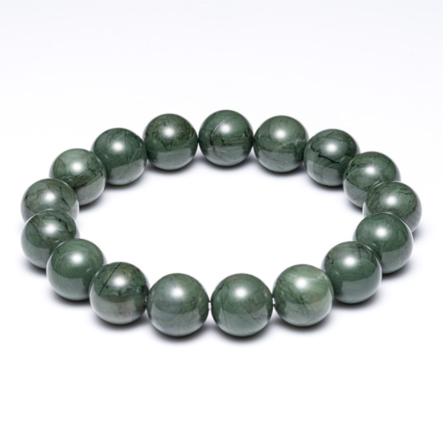 ブレスレット 出雲碧玉 （島根県産） 12φ 17玉 No.4 《証明書付