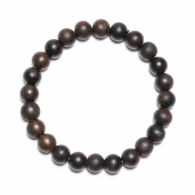 ブレスレット 黒柿 茶 （日本産） 8φ 24玉 （アソート） No.1 《証明
