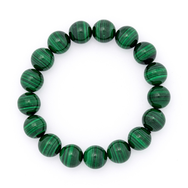 ブレスレット マラカイト （コンゴ共和国産） 12mm 17玉 （アソート