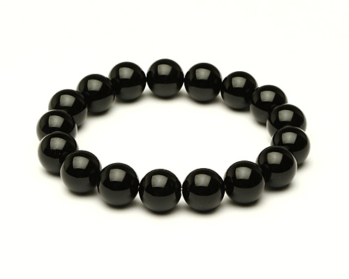 ブレスレット 黒水晶（モリオン） 12mm 17玉 （アソート） No.6 《鑑別書付》