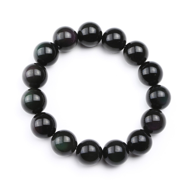 ブレスレット レインボーオブシディアン （メキシコ産） 14mm 15玉 （アソート） No.16