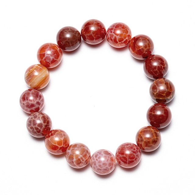 ブレスレット 龍紋めのう （赤） 12mm 16玉 （アソート） No.12 | 神棚