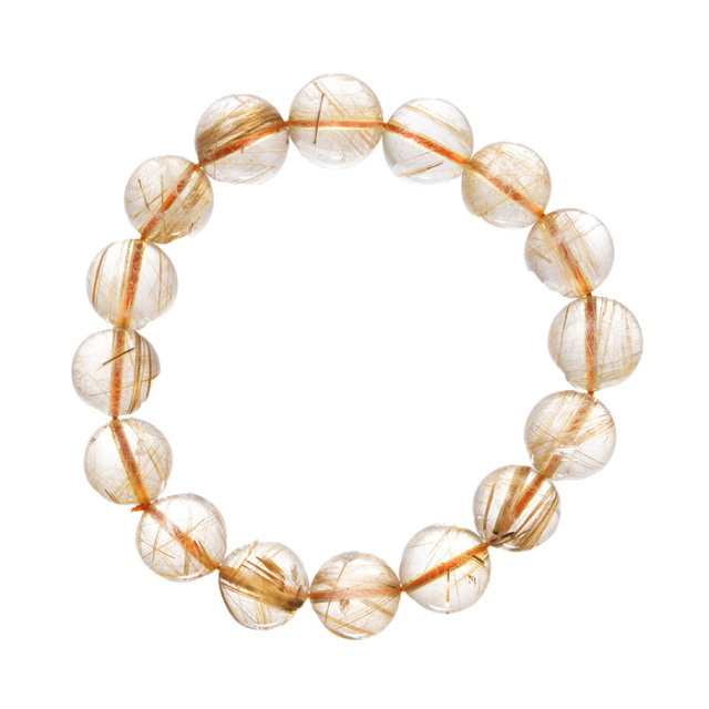ブレスレット ルチルクォーツ 13mm 16玉 No.120