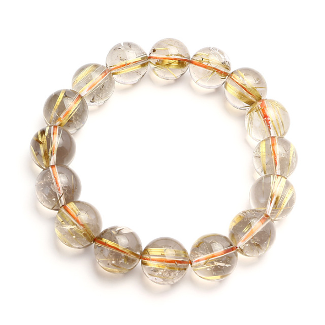 ブレスレット タイチンルチルクォーツ 13mm 16玉 No.96