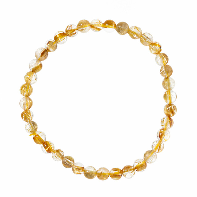 ブレスレット タイチンルチルクォーツ 5mm 36玉 （アソート） No.106