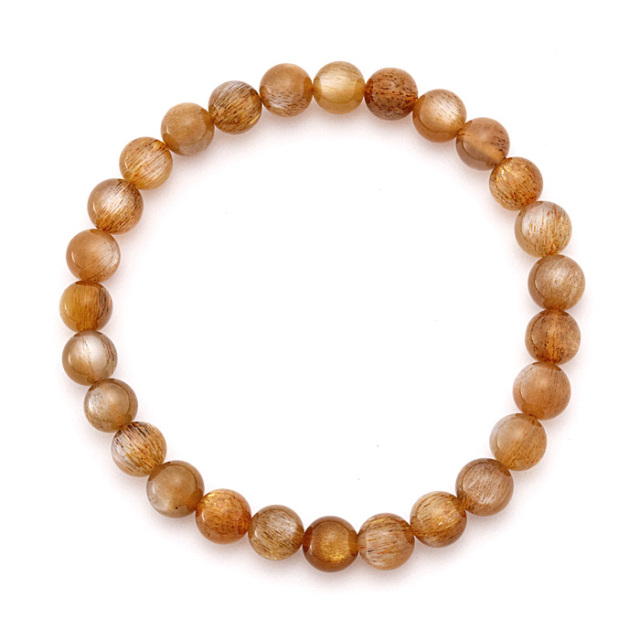 ブレスレット 月日サンストーン （インド産） 7mm 27玉 （アソート） No.34