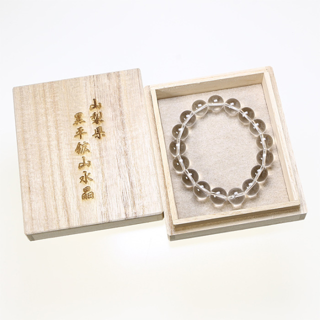 ブレスレット 白水晶 SA 12φ 17玉 （一級宝石研磨士 佐野敏幸氏作） （黒平鉱山産） （純国産） 原石付 No.1