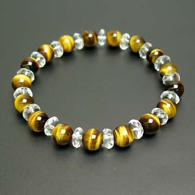 ブレスレット タイガーアイ（虎目石）8φ 水晶ボタン 各17玉