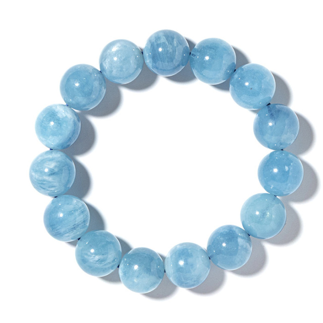 ブレスレット アクアマリン A （モザンビーク産） 14.5mm 15玉 No.82