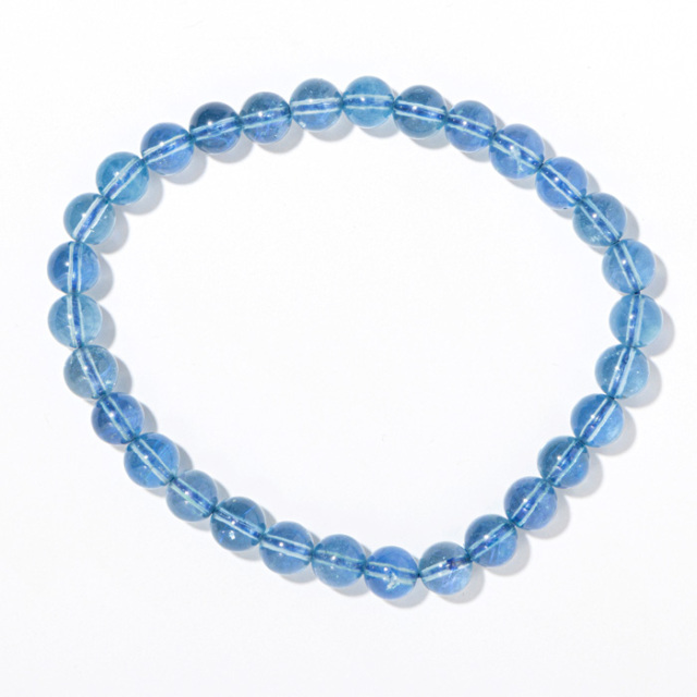 ブレスレット アクアマリン SA （ウイグル自治区産） 6mm 30玉 No.86