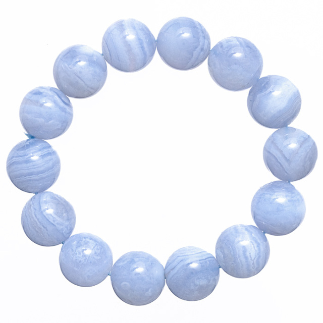 ブレスレット ブルーレースアゲート （南アフリカ産） 15.5mm 14玉 No.11