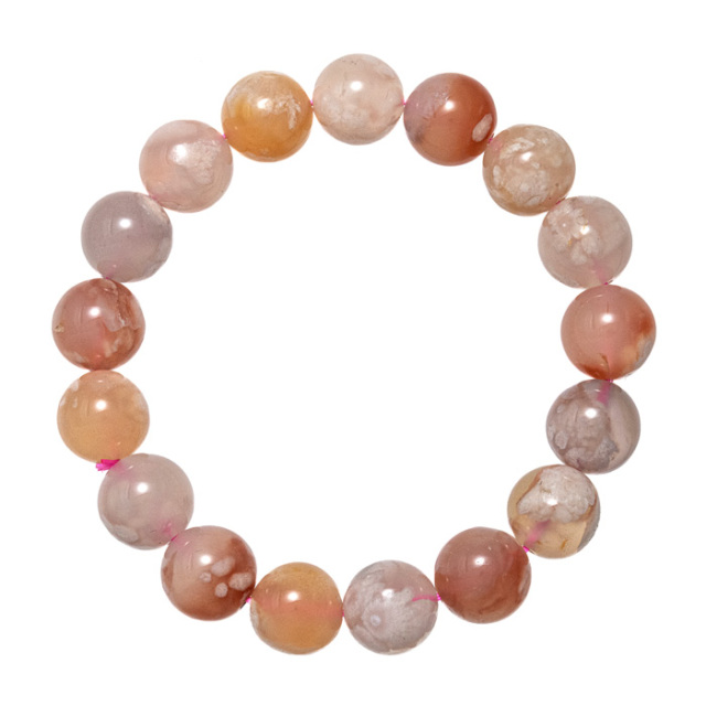 ブレスレット 桜瑪瑙（チェリーブロッサムアゲート） （マダガスカル産） 12mm 17玉 No.1