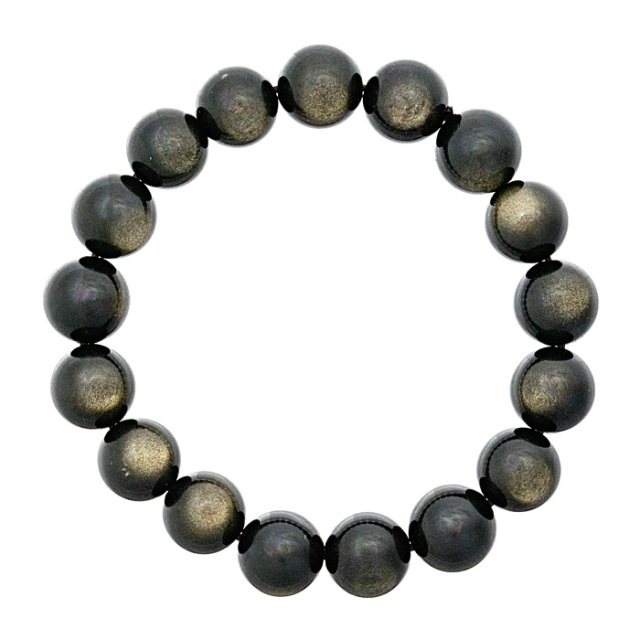 ブレスレット ゴールデンオブシディアン （メキシコ産） 12mm 17玉 No.14