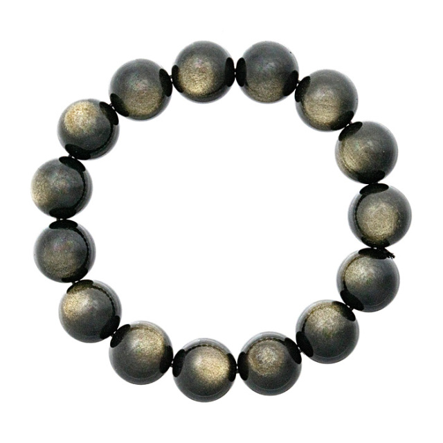 ブレスレット ゴールデンオブシディアン （メキシコ産） 14mm 15玉 No.15