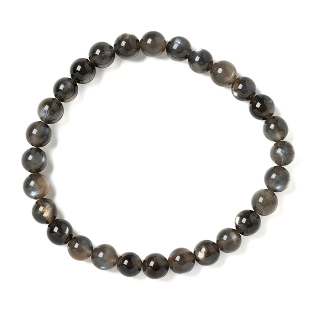 太陽と月のブレスレット （ゴールデンブラックマイカ） AAA 6mm 28玉