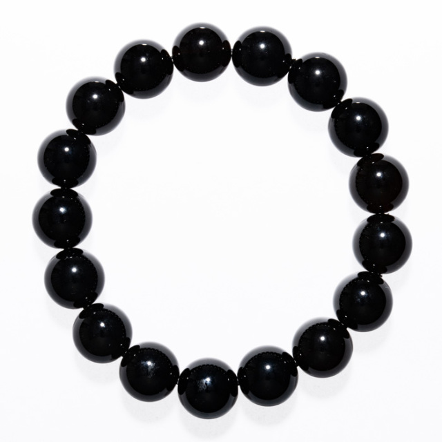 ブレスレット 黒水晶（モリオン） （中国 山東省産） 13mm 17玉 No.15