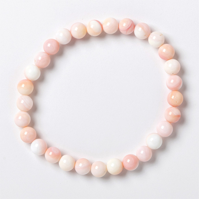 ブレスレット クイーンコンクシェル SA （カリブ海産） 6mm 30玉 No.1