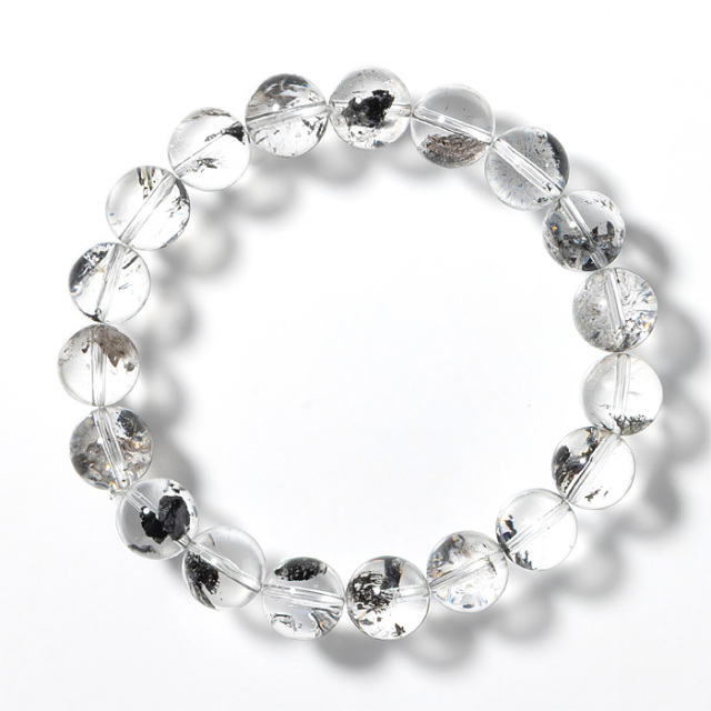 ブレスレット ヒマラヤ水晶 （エレスチャル） 天然タール入り 11mm 19玉 No.13