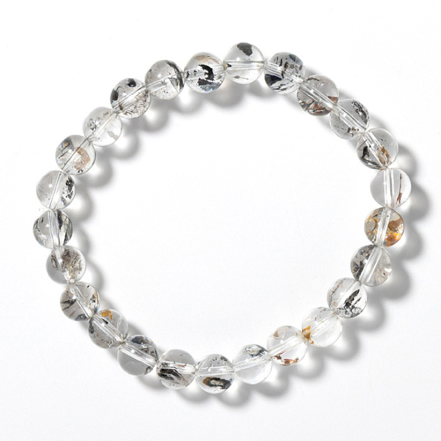 ブレスレット ヒマラヤ水晶 （エレスチャル） 天然タール入り 7mm 25玉