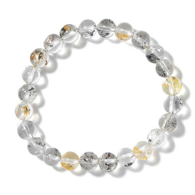 ブレスレット ヒマラヤ水晶 （エレスチャル） 天然タール入り 7.5mm 24