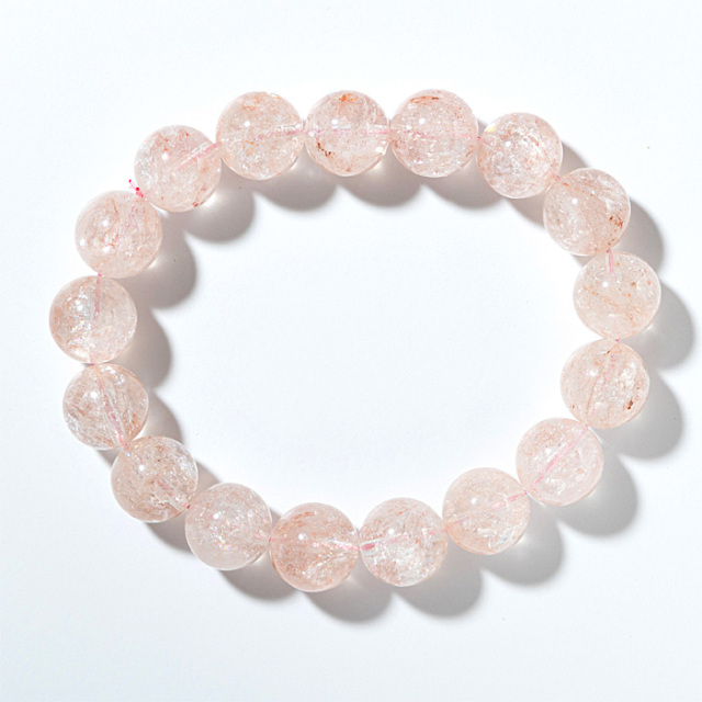 ブレスレット ヒマラヤ水晶 ピンククォーツ 12.5mm 17玉 No.27