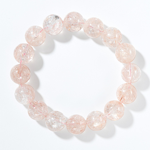 ブレスレット ヒマラヤ水晶 ピンククォーツ 13mm 16玉 No.29