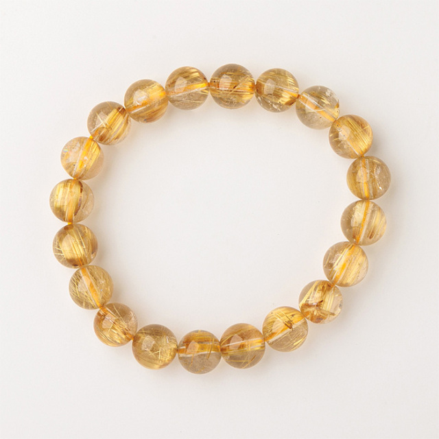 【天然石大セール 20%off】ブレスレット ルチルクォーツ AAA 9～10mm 20玉 No.125