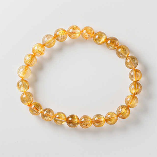 【天然石大セール 20%off】ブレスレット ルチルクォーツ SA （ブラジル産） 8mm 24玉 No.126