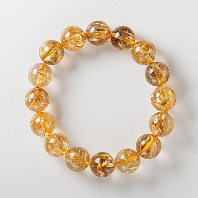 ブレスレット ルチルクォーツ SA （ブラジル産） 13mm 16玉 No.130