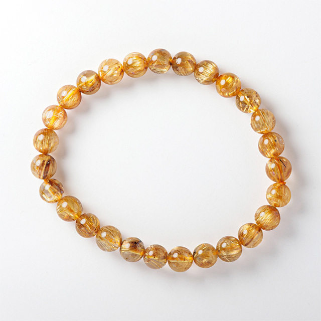 【天然石大セール 20%off】ブレスレット ルチルクォーツ SA （ブラジル産） 7mm 27玉 No.131