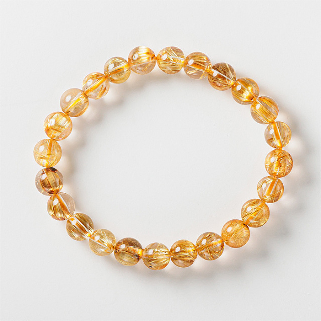 【天然石大セール 20%off】ブレスレット ルチルクォーツ SA （ブラジル産） 7.5mm 24玉 No.132