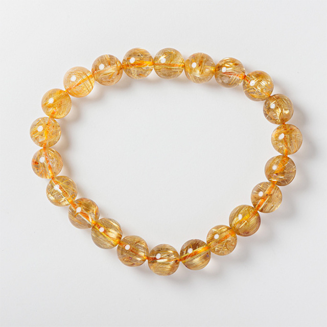 【天然石大セール 20%off】ブレスレット ルチルクォーツ SA （ブラジル産） 8.5mm 22玉 No.136