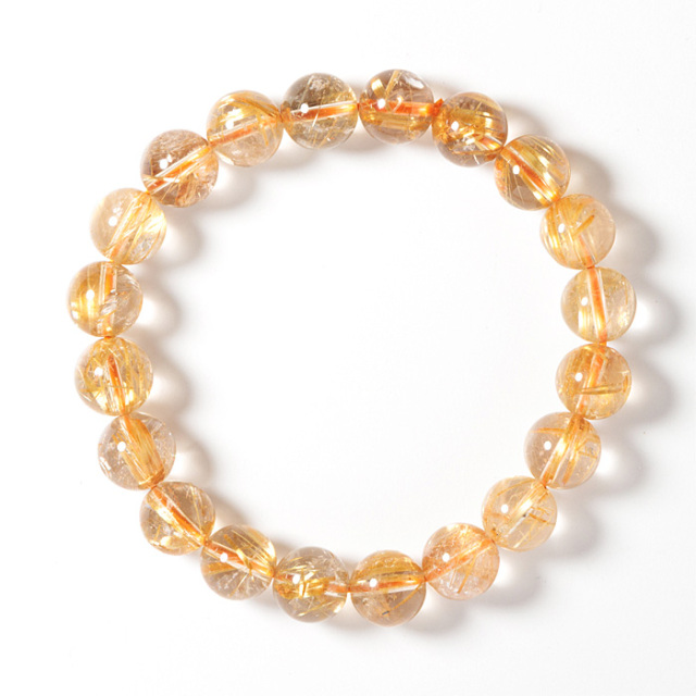 【天然石大セール 20%off】ブレスレット ルチルクォーツ 10mm 20玉 No.137