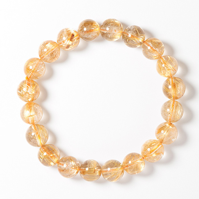 【天然石大セール 20%off】ブレスレット ルチルクォーツ 10mm 20玉 No.138