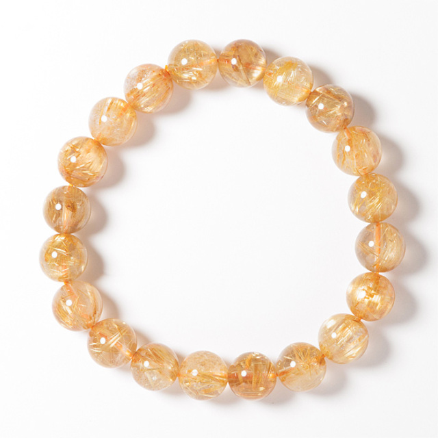 【天然石大セール 20%off】ブレスレット ルチルクォーツ 10mm 20玉 No.139