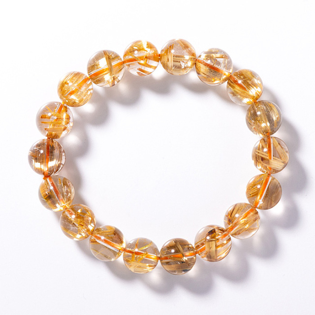 【天然石大セール 20%off】ブレスレット ルチルクォーツ SAup （ブラジル産） 10mm 18玉 No.140