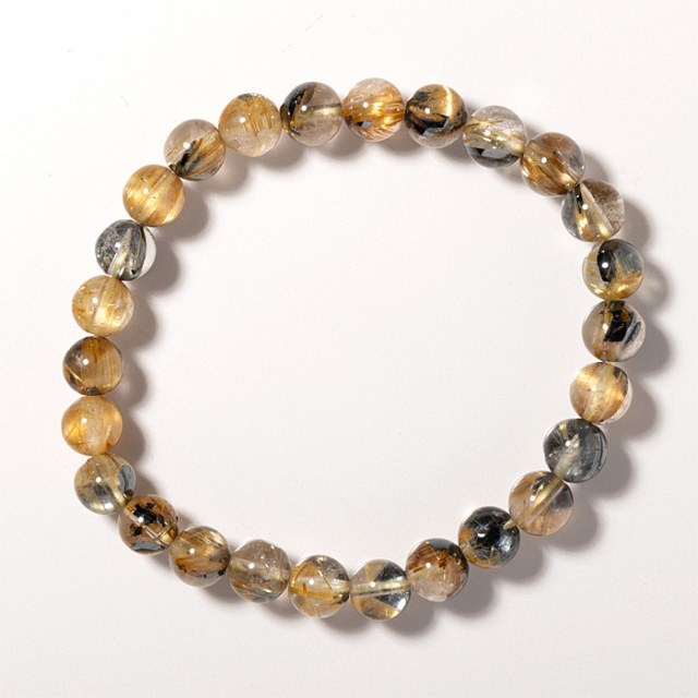 ブレスレット 太陽ルチルクォーツ 7.5mm 26玉 No.145
